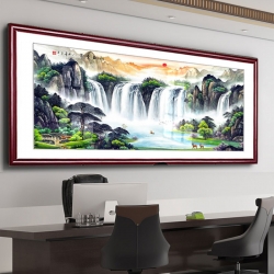 旭日东升宣纸画芯实木框国画工厂批发代发中式客厅装饰画国画沙发背景墙壁画办公室挂画山水画